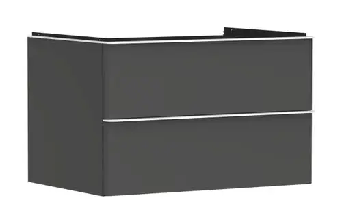 Waschtischunterschrank in Diamantgrau Matt von Hansgrohe mit zwei Schubkästen, geeignet für Konsolen Aufsatzwaschtisch.